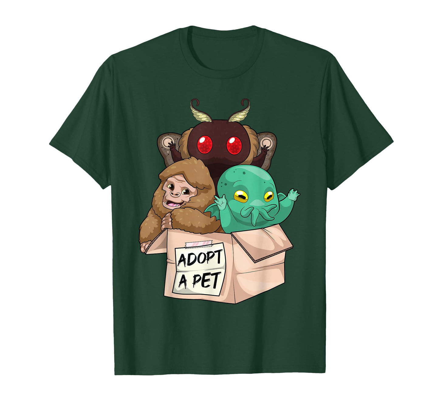Adopt A Pet Shirt Creepy Monsters Bigfoot Mothman T-Shirt