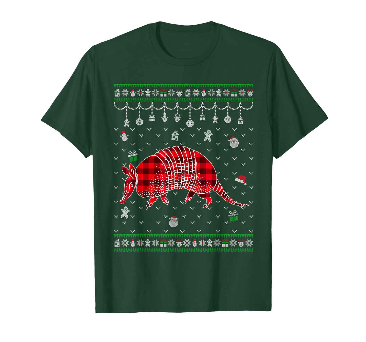 Red Plaid Armadillo Lover Funny Ugly Christmas Sweater T-Shirt