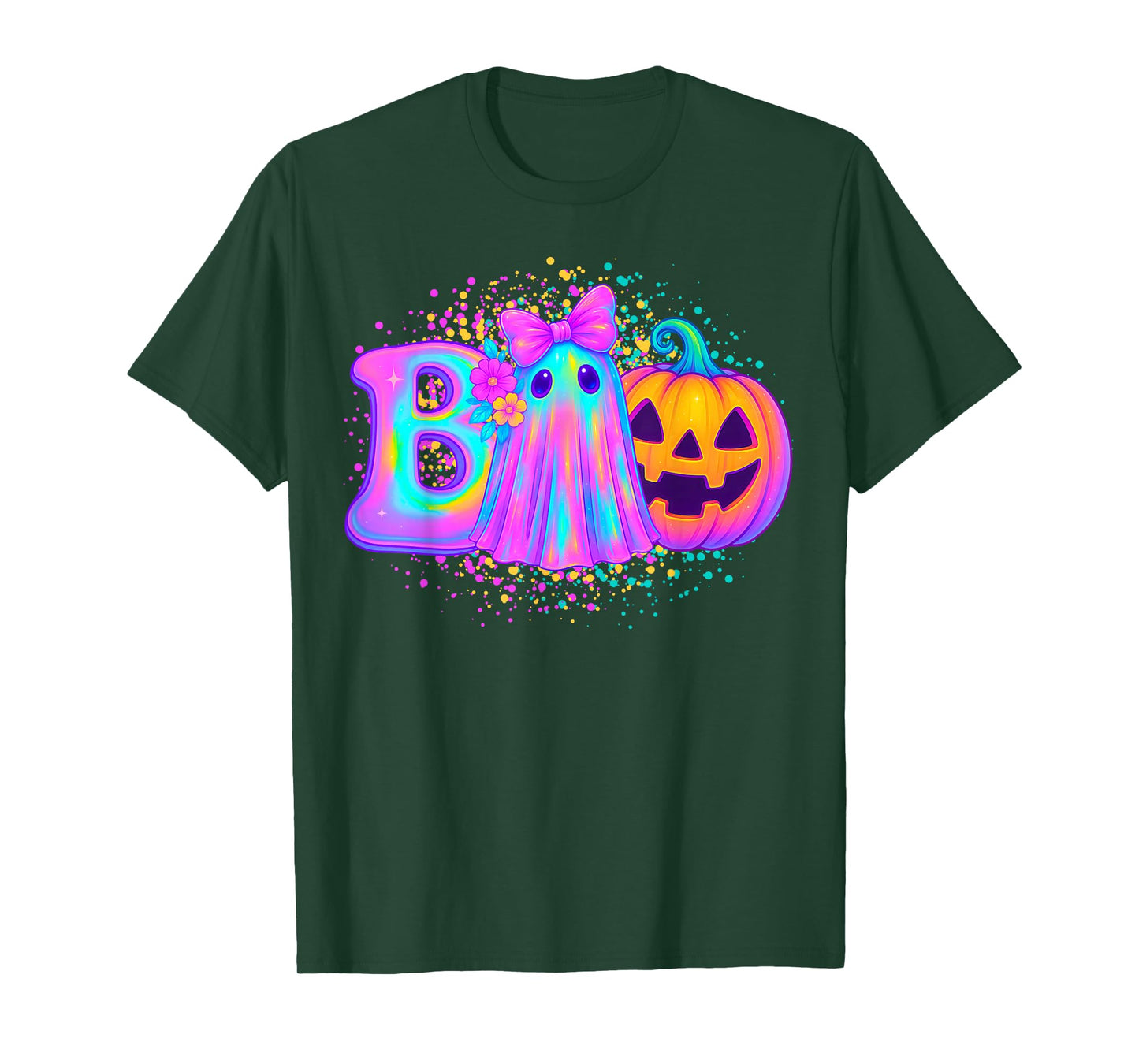Cute Floral Ghost Coquette Bow Halloween for Women and Girls T-Shirt