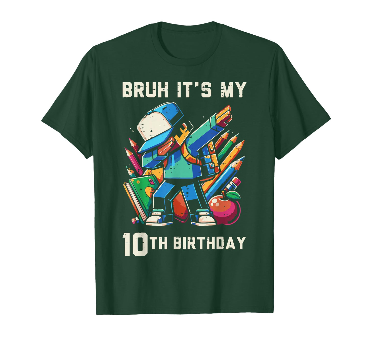 Bruh Its My 10th Birthday Pixel Dab 10 Bday Gamer Boys Kids T-Shirt