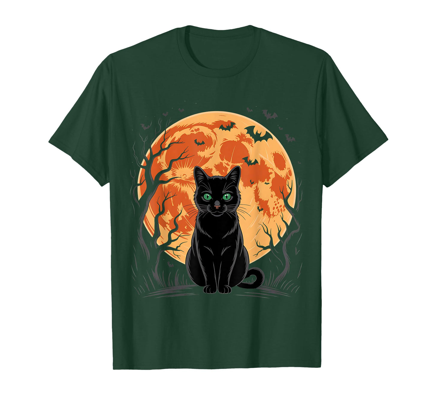 Vintage Scary Christmas Cat Costume Retro Cat Moon Black Cat T-Shirt