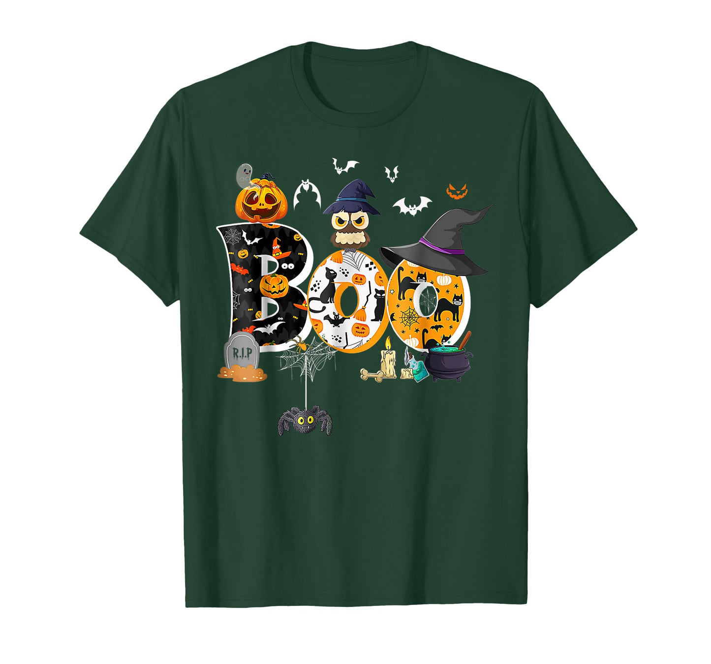 Boo Creepy Owl Pumpkin Ghost Funny Halloween Costume T-Shirt