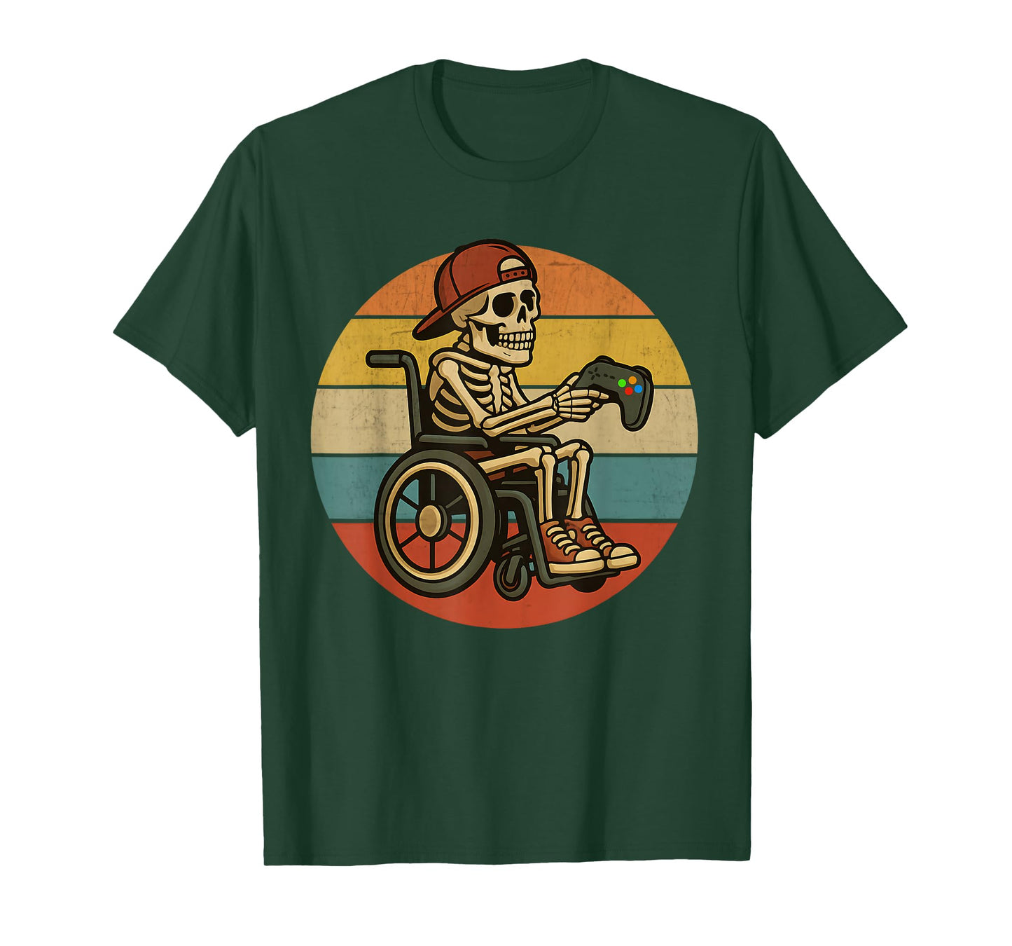 Wheelchair Gaming Skeleton Gamer Disabled Handicap Boys Kids T-Shirt