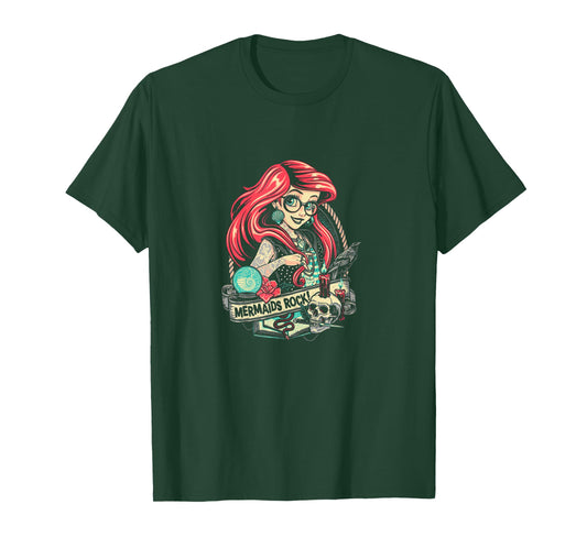 Mermaids Rock Gothic Dark Metal Goth Tattoos Girl Funny Gift T-Shirt