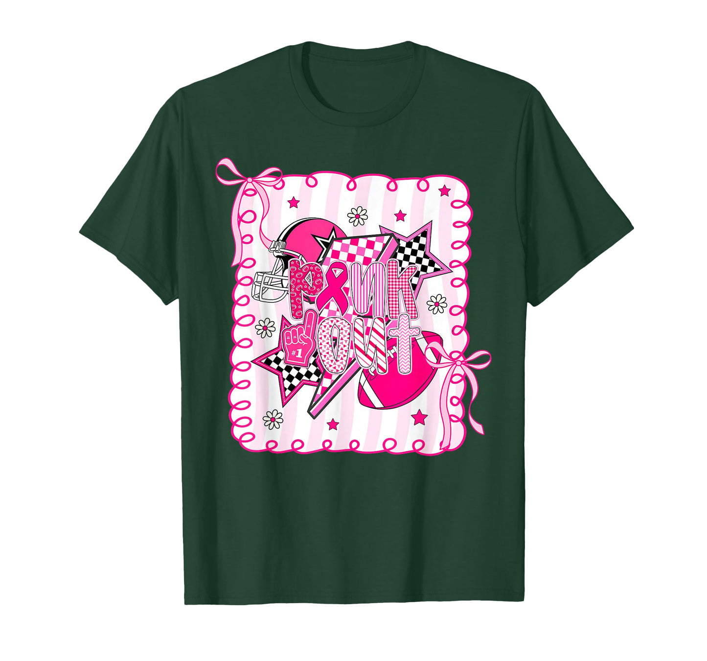 Pink Out Football Breast Cancer Awareness Game Day Football T-Shirt