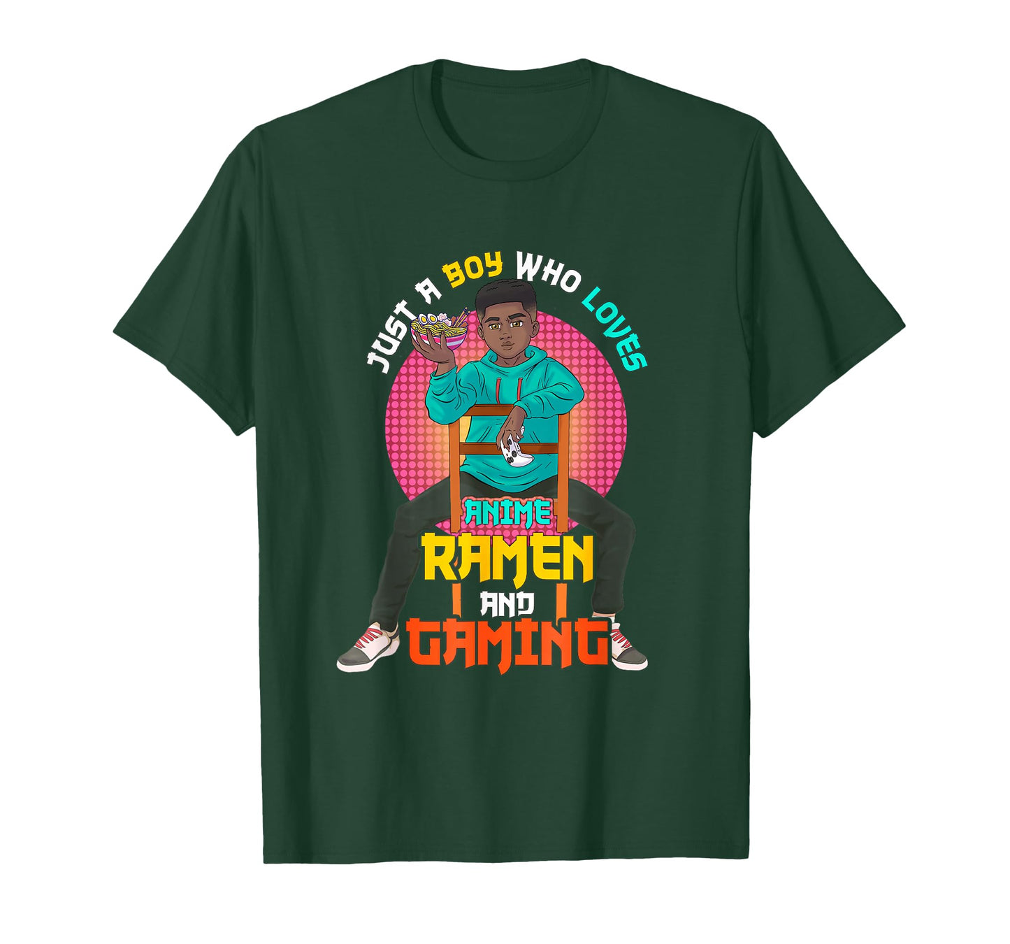Just A Black Boy Who Loves Anime Ramen And Gaming. T-Shirt