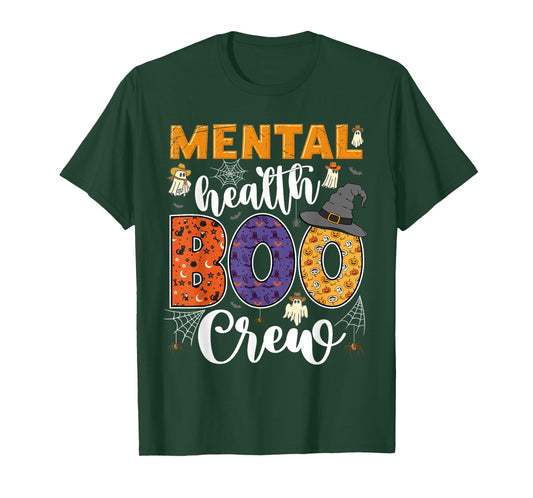 Mental Health Boo Crew Cute Halloween Matching Counselor T-Shirt