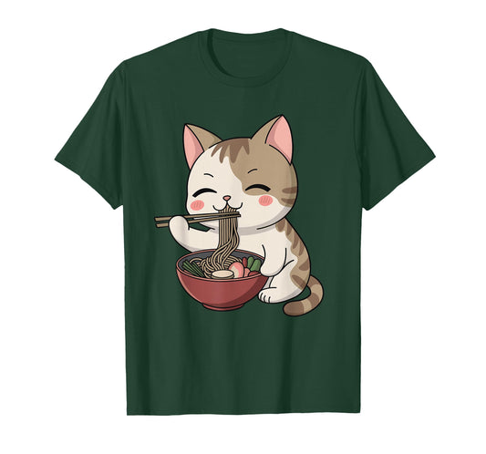 Kawaii Ramen Cat Neko Cute Anime Noodle Lover T-Shirt