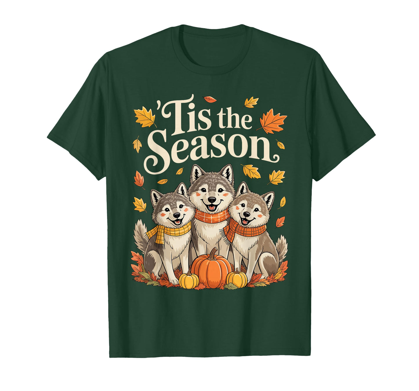 Tis The Season Wolf Fall Autumn Pumpkin T-Shirt