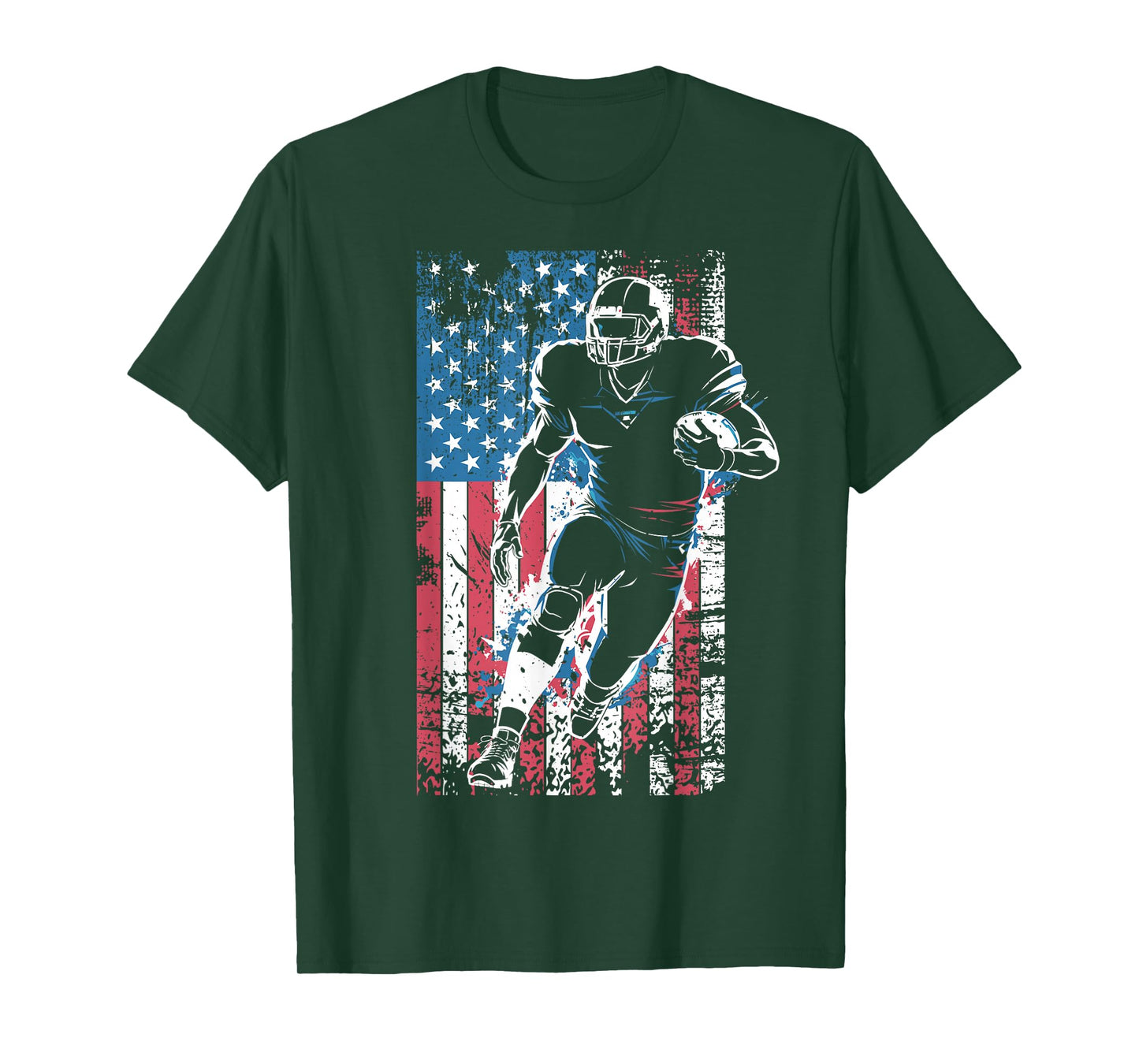 American Flag Football Player Patriotic Sports Design T-Shirt