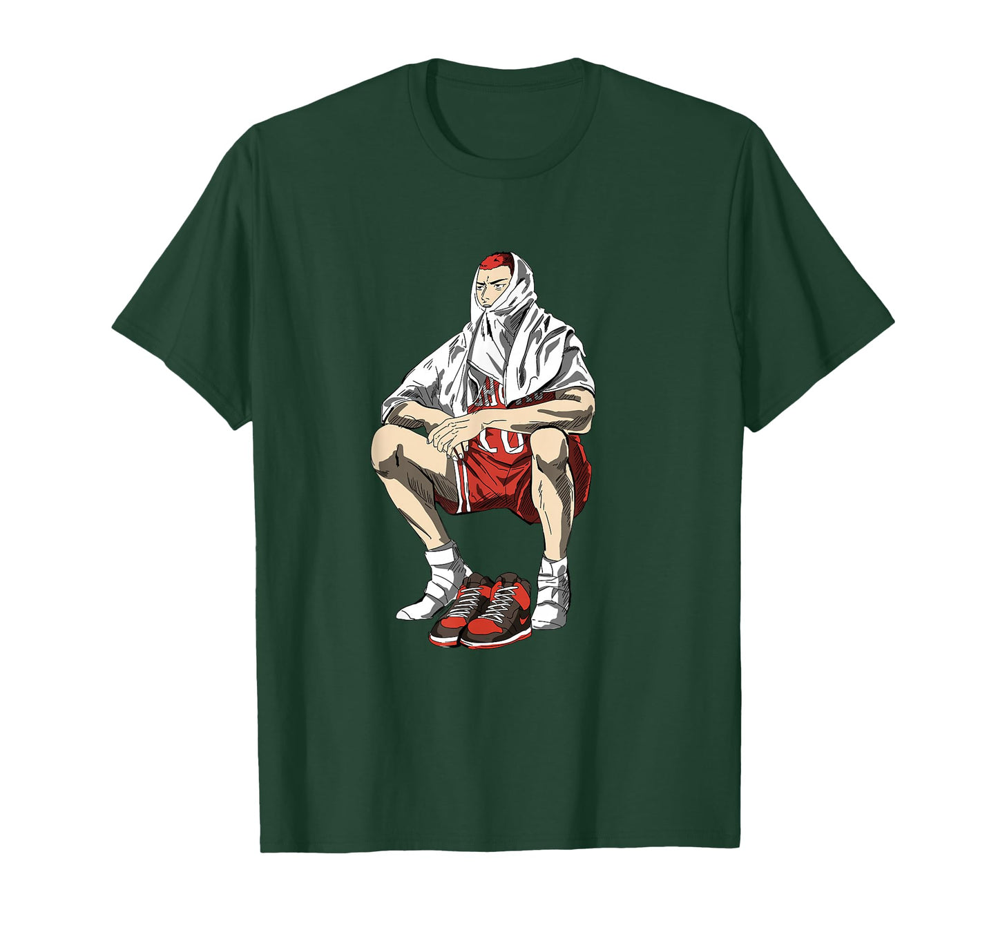 Bokchu Hanamichi Sakuragi Anime Cartoon T-Shirt, Black, Small, Unisex-Adults, Short Sleeve, T-Shirt, Casual, Trendy