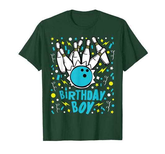 Boys Bowling Party Birthday Boy Kids Pins Bowler Gift T-Shirt