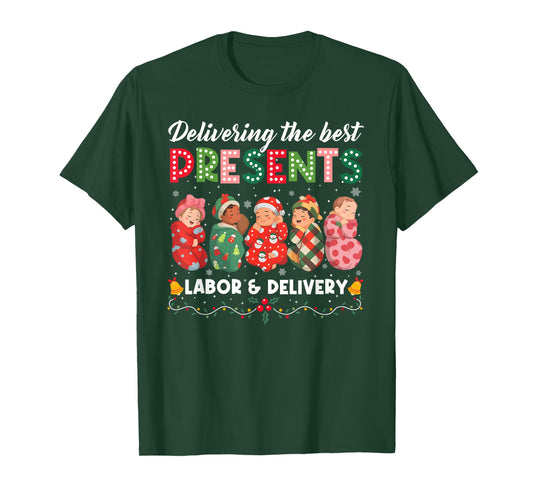 Labor Delivery Nurse Delivering The Best Presents Christmas T-Shirt