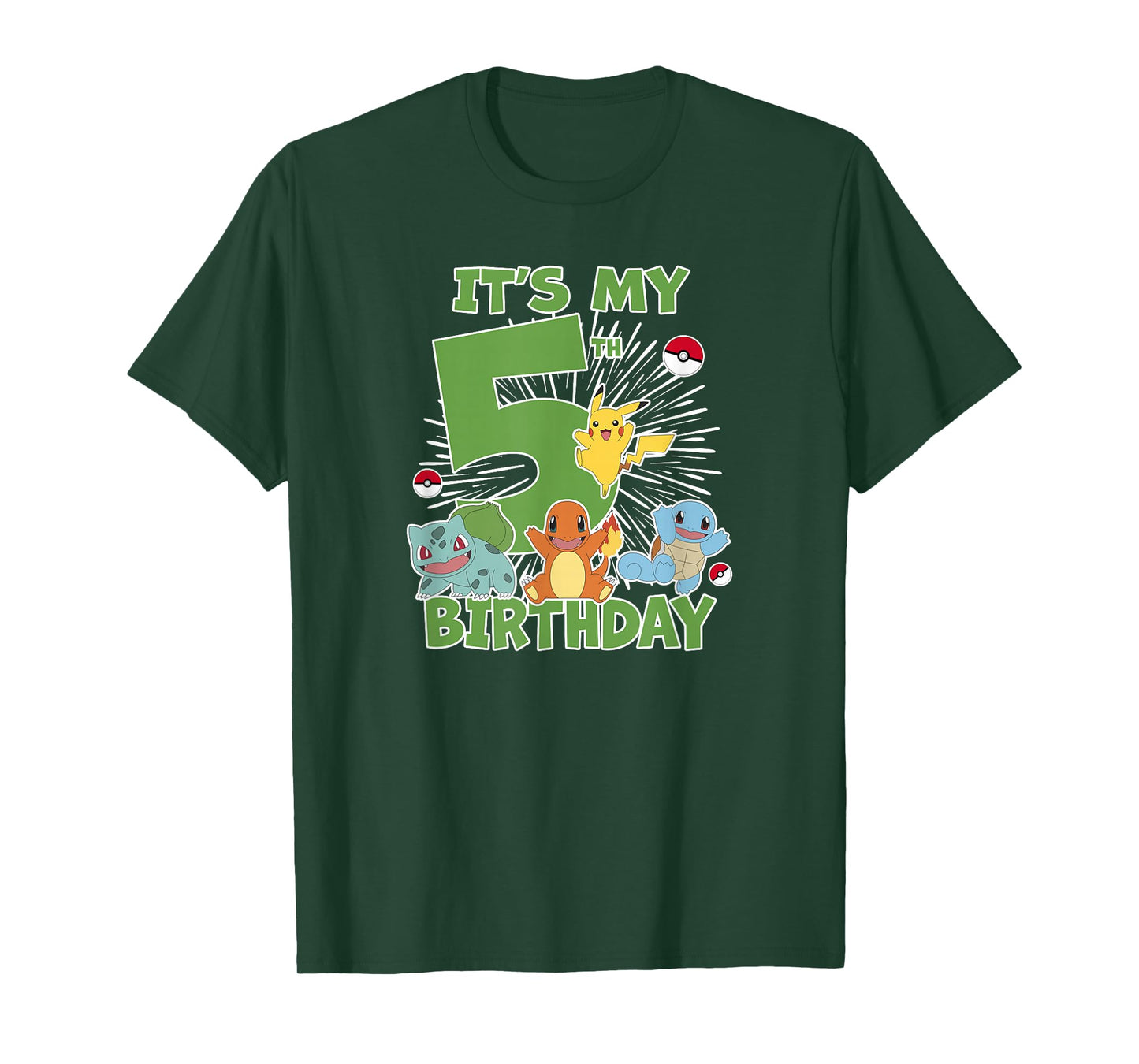 Pokémon It's My 5th Birthday Kanto Starters Celebration T-Shirt