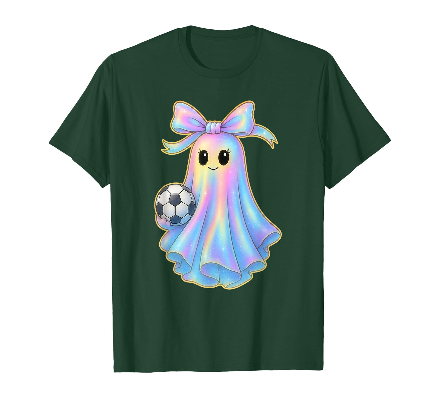Cute Soccer Ghost Lover Pastel Halloween Coquette Bow T-Shirt