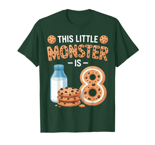 This Little Monster is 8 Cookie Lovers Birthday Party Fun T-Shirt