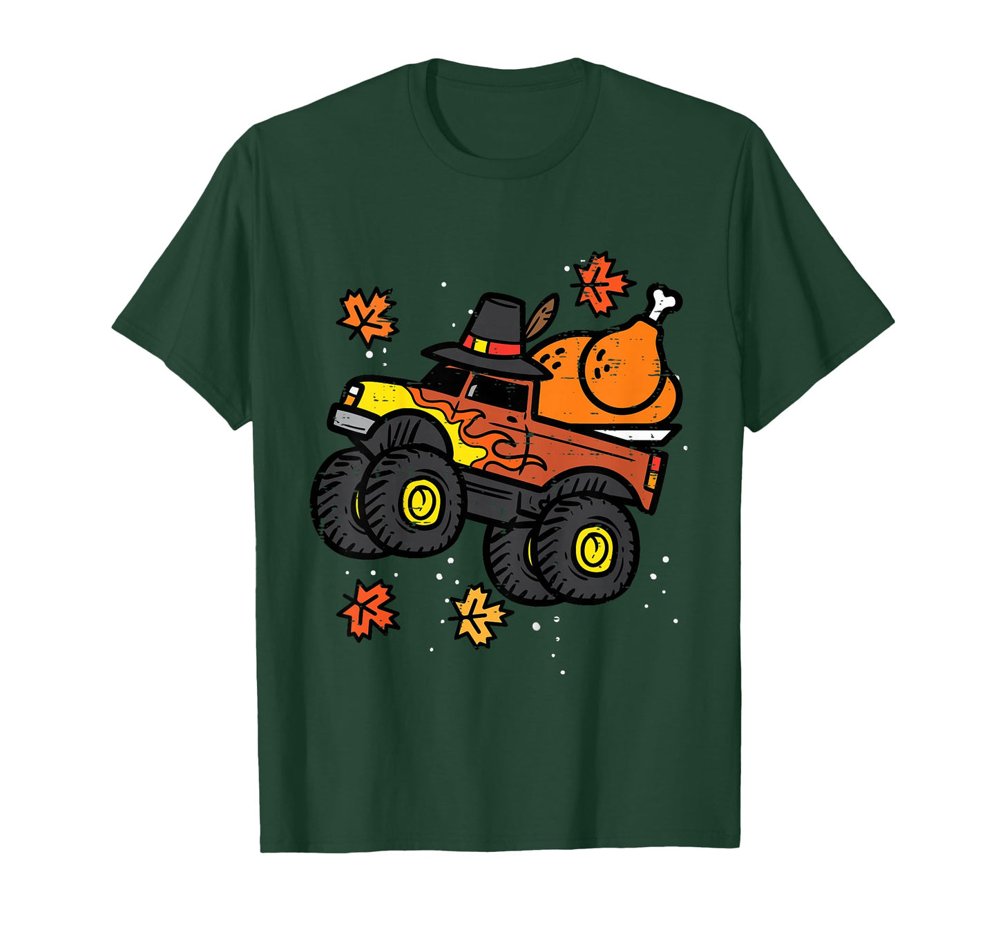 Kids Thanksgiving Monster Truck Turkey Fall Boys Kids Toddler T-Shirt