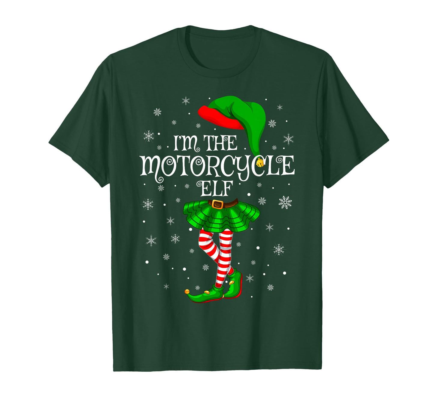 Motorcycle Elf Christmas Matching Family Women Girls Elf T-Shirt