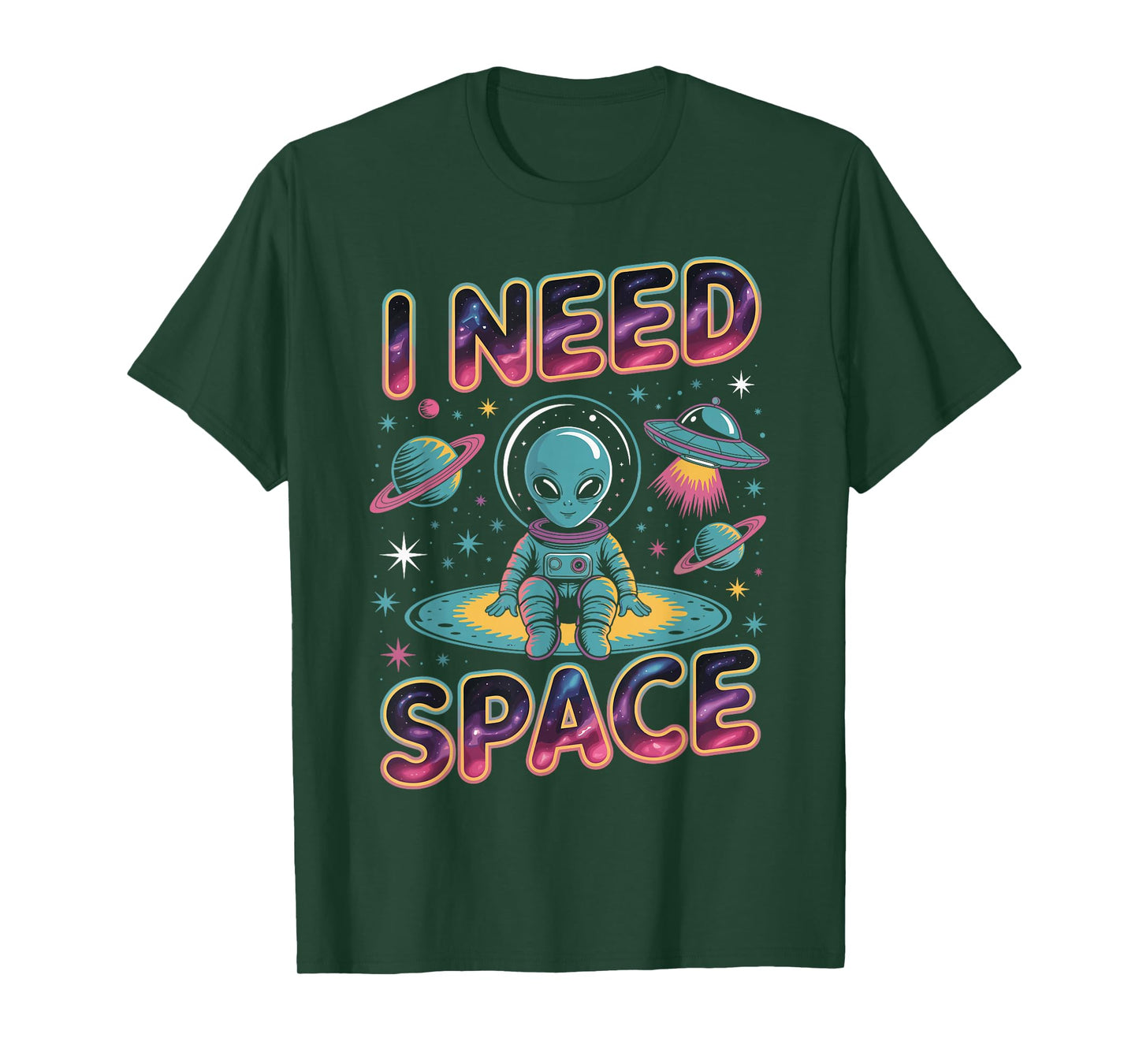 I Need Space Funny Alien Astronaut Retro Planet T-Shirt