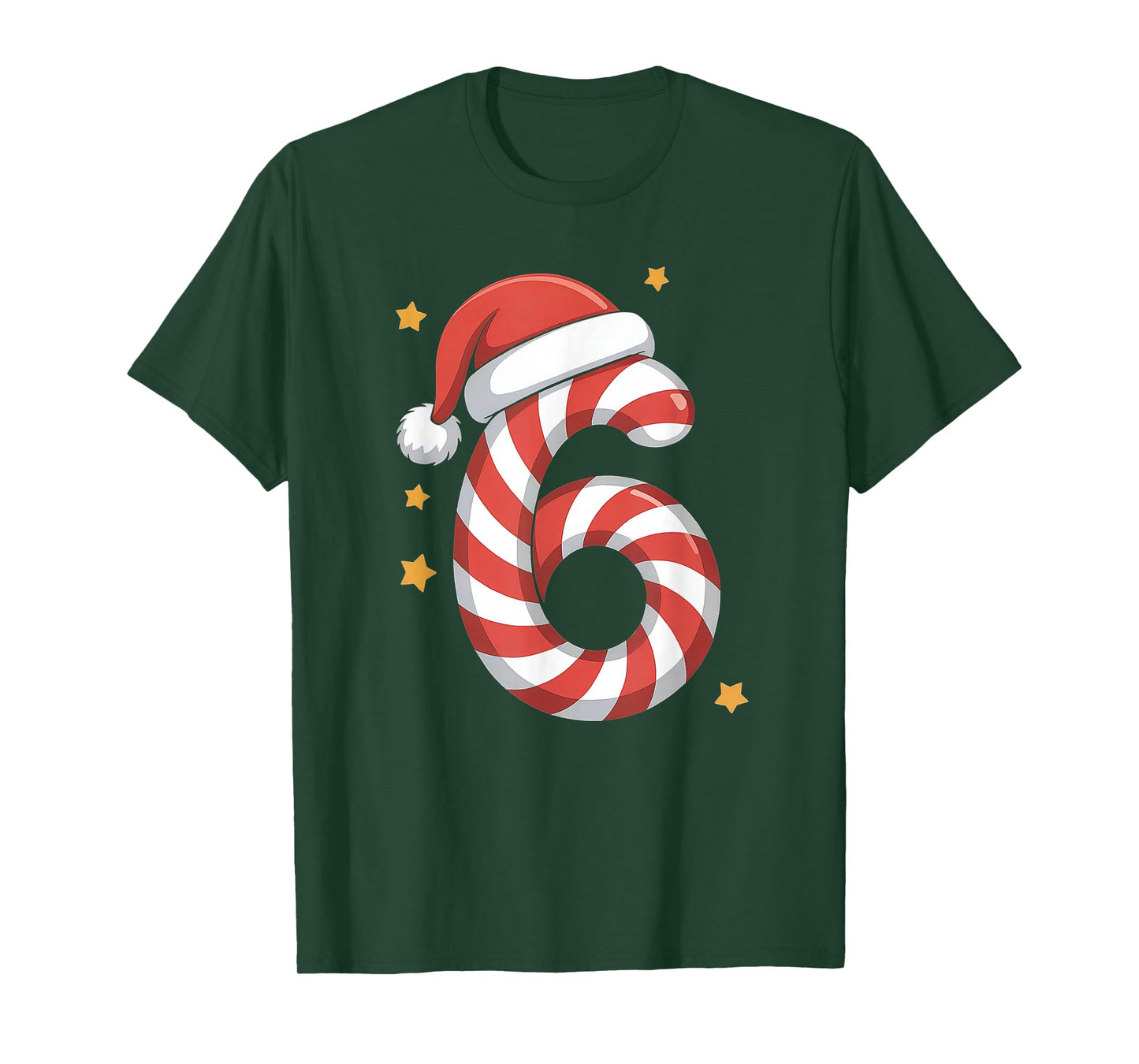 Xmas Candy Cane 6 Santa Hat Six Seven Matching Christmas T-Shirt