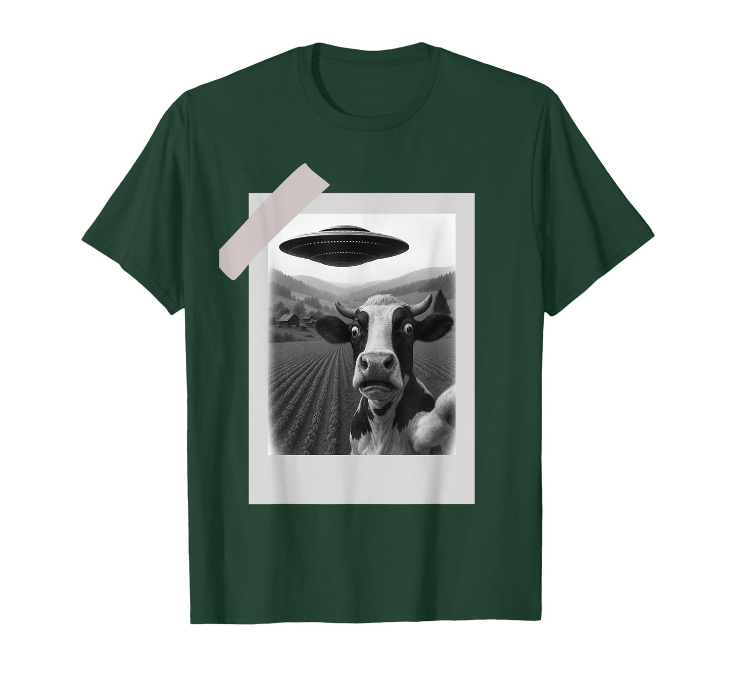 Funny UFO Cow Selfie | Alien Abduction Farm T-Shirt