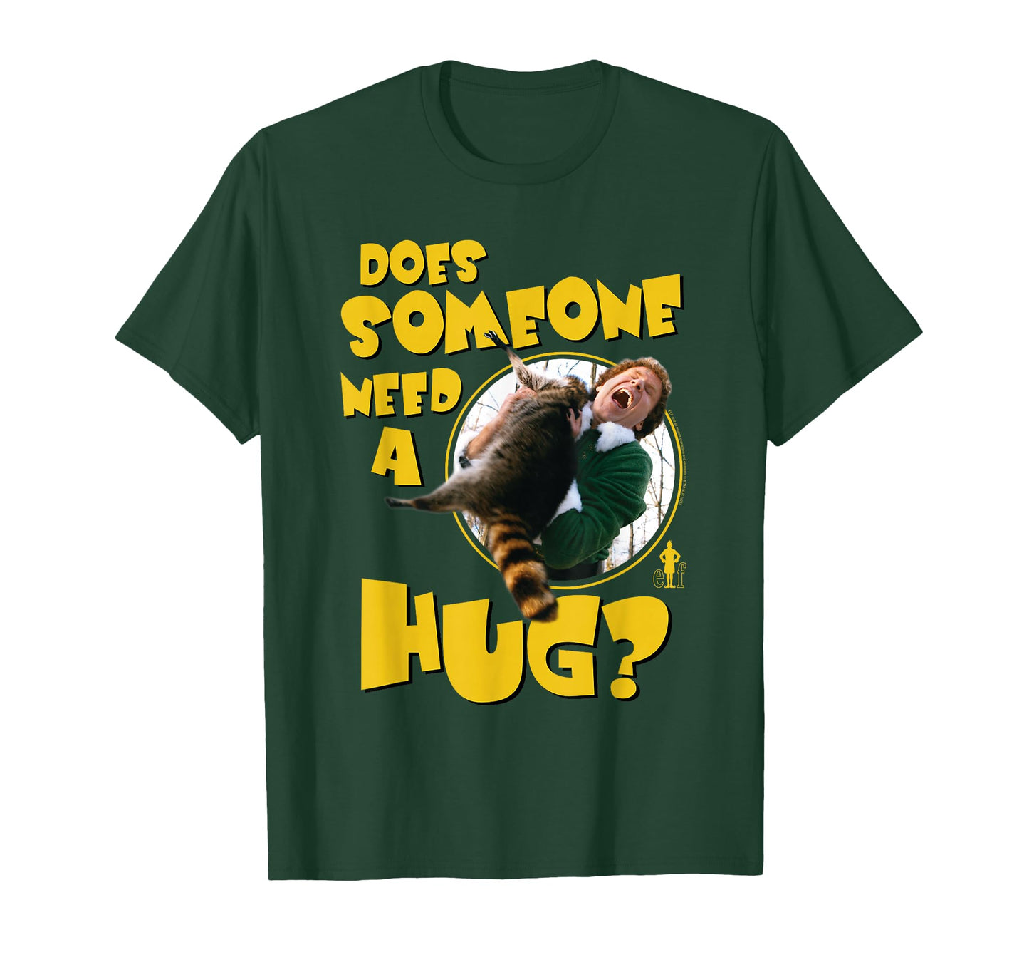 Elf Need a Hug Raccoon Attack Funny Christmas Movie T-Shirt