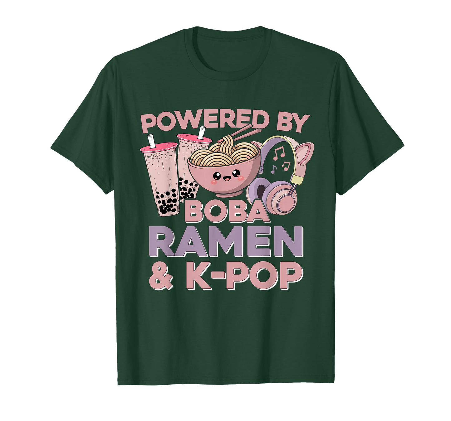 Kawaii Ramen Kpop Powered by Boba K-Pop Ramen K Pop T-Shirt