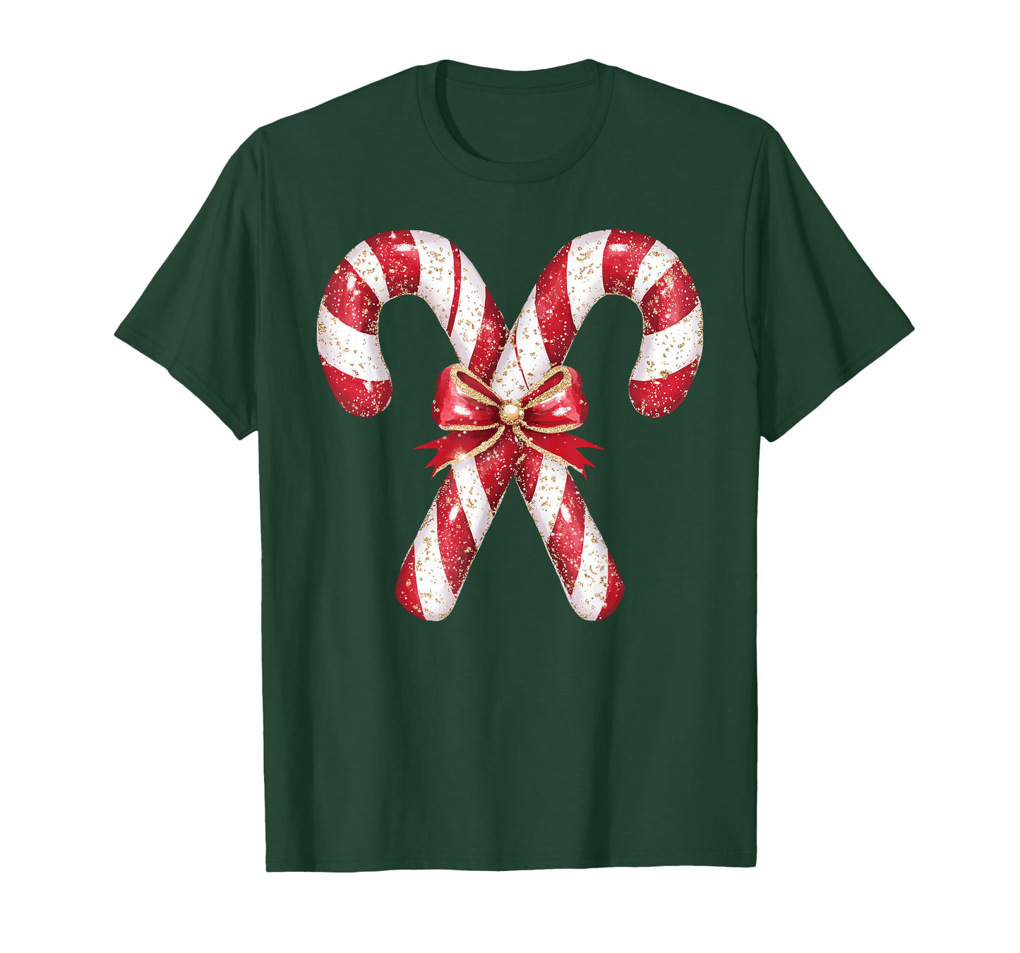 Retro Coquette Bow Candy Cane Christmas Season Girls Womens T-Shirt