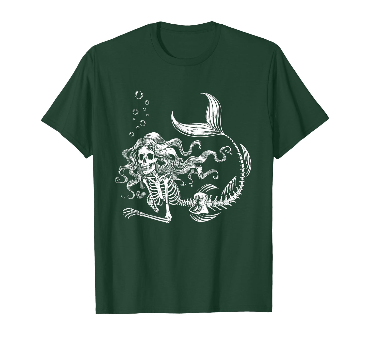 Funny Mermaid Skeleton Halloween Costume Women Girls Kids T-Shirt