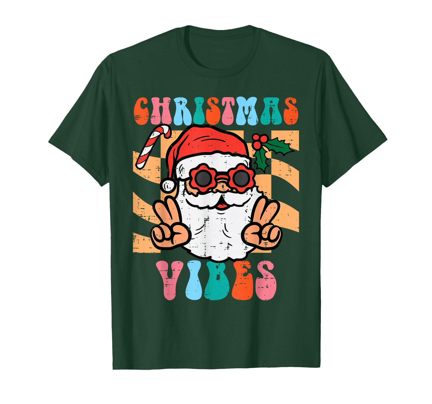 Groovy Santa Peace Christmas Vibes Retro Xmas Men Women Kids T-Shirt