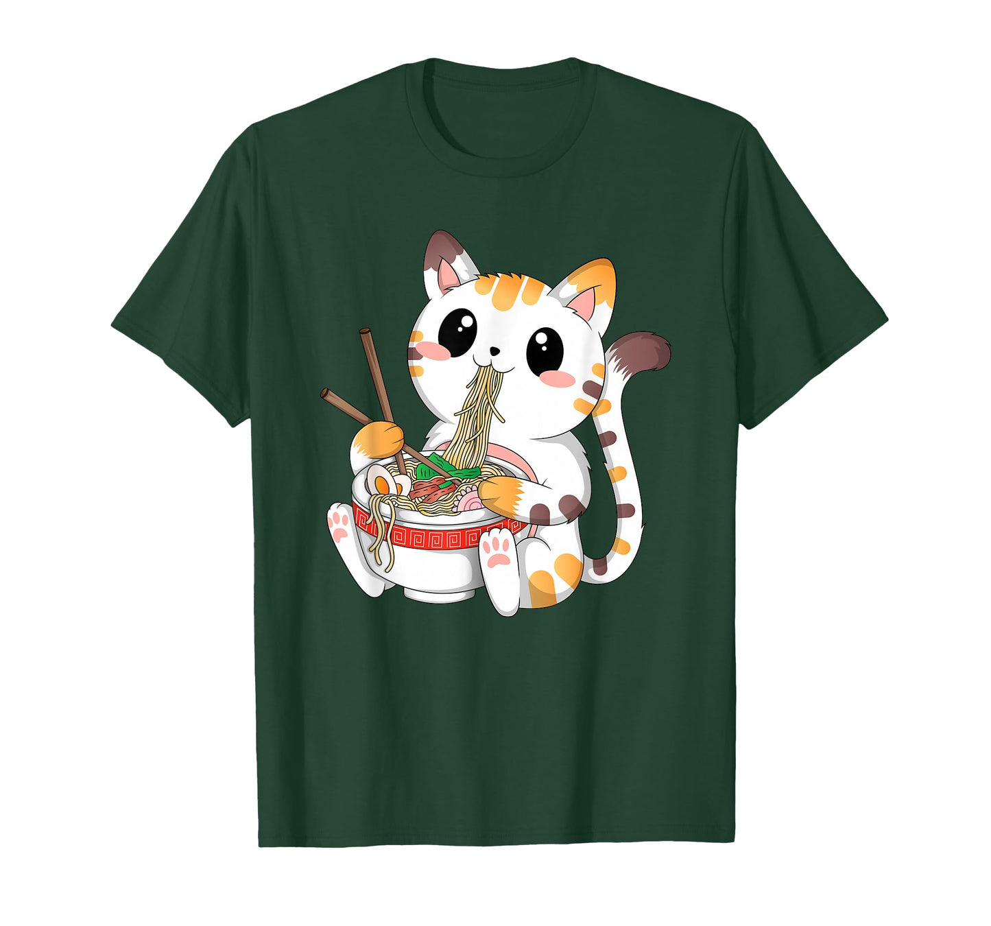 Japanese Anime Cat Ramen Noodles Kawaii Neko Women Men T-Shirt