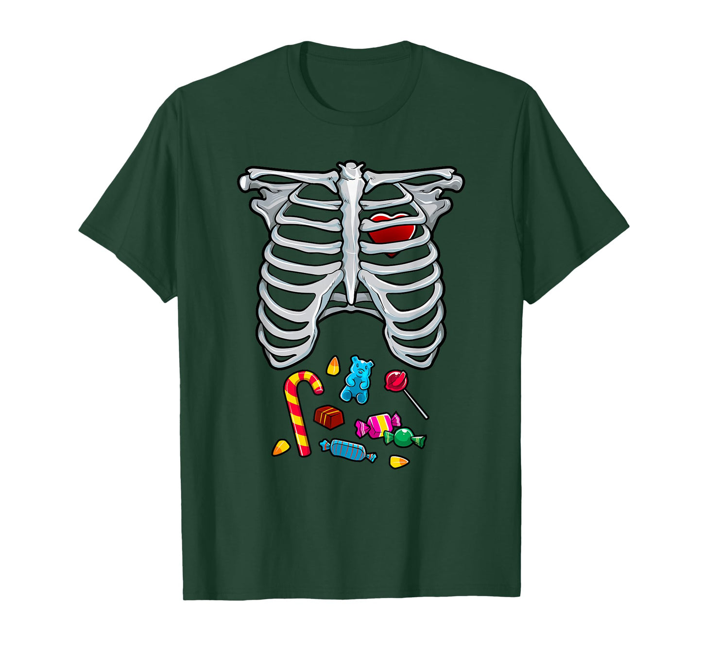 Halloween Costume XRay Skeleton Rib Heart Candy Adult Kids T-Shirt