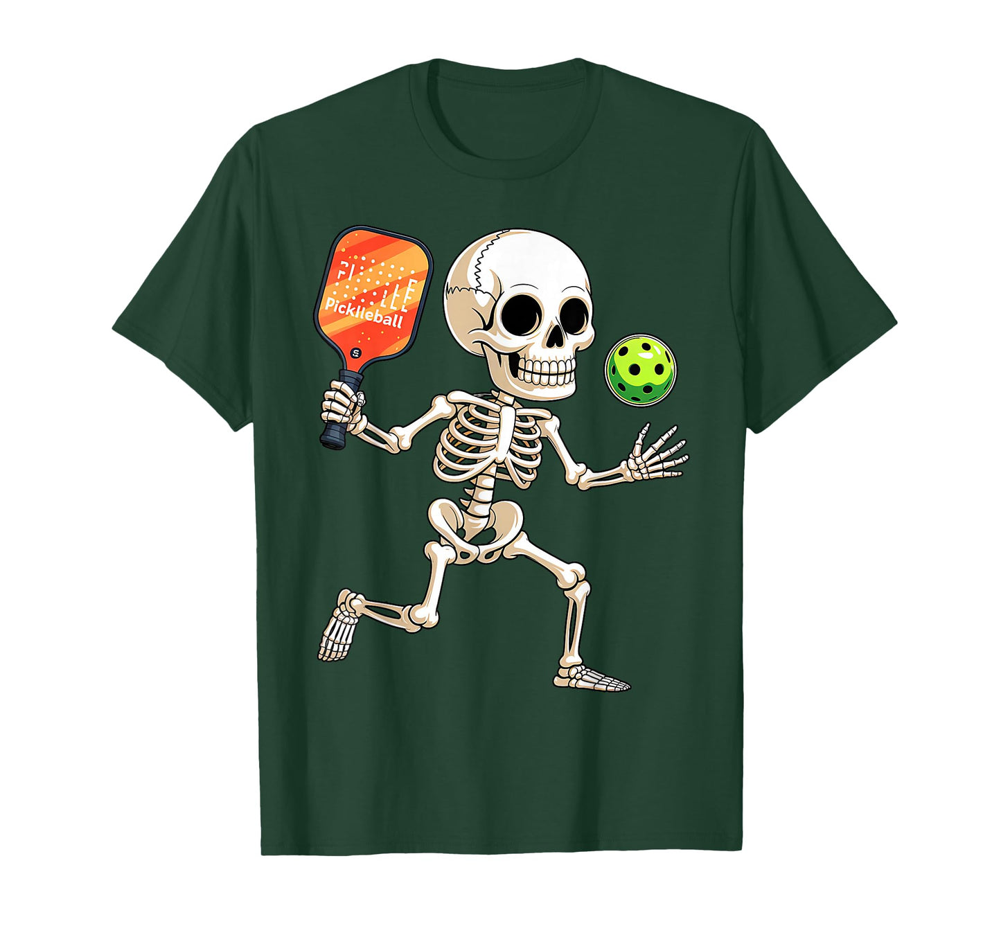 Skeleton Playing Pickle Ball Halloween Costume Funny Men Boy T-Shirt
