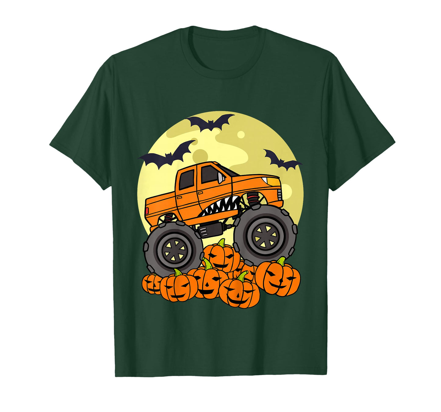 Kids Monster Truck Halloween Moon Jack O Lantern Pumpkin Toddler T-Shirt