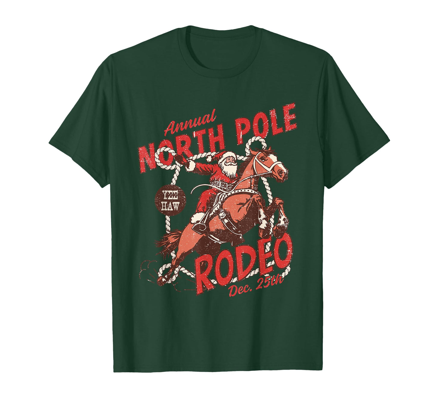 North Pole Rodeo Tee Cowboy Santa Horseback Santa Claus T-Shirt