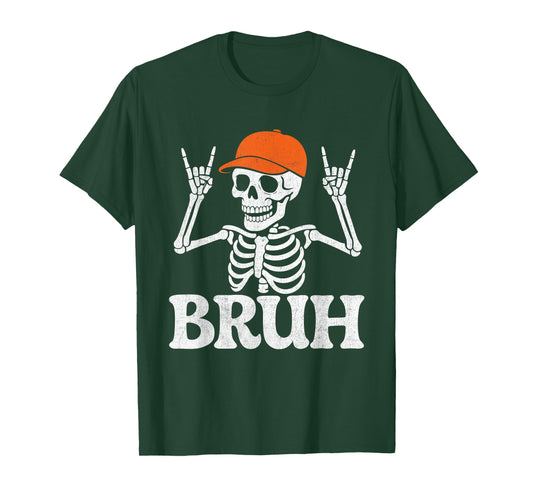 Cool Bruh Skeleton Rock On Halloween Men Boys Kids T-Shirt