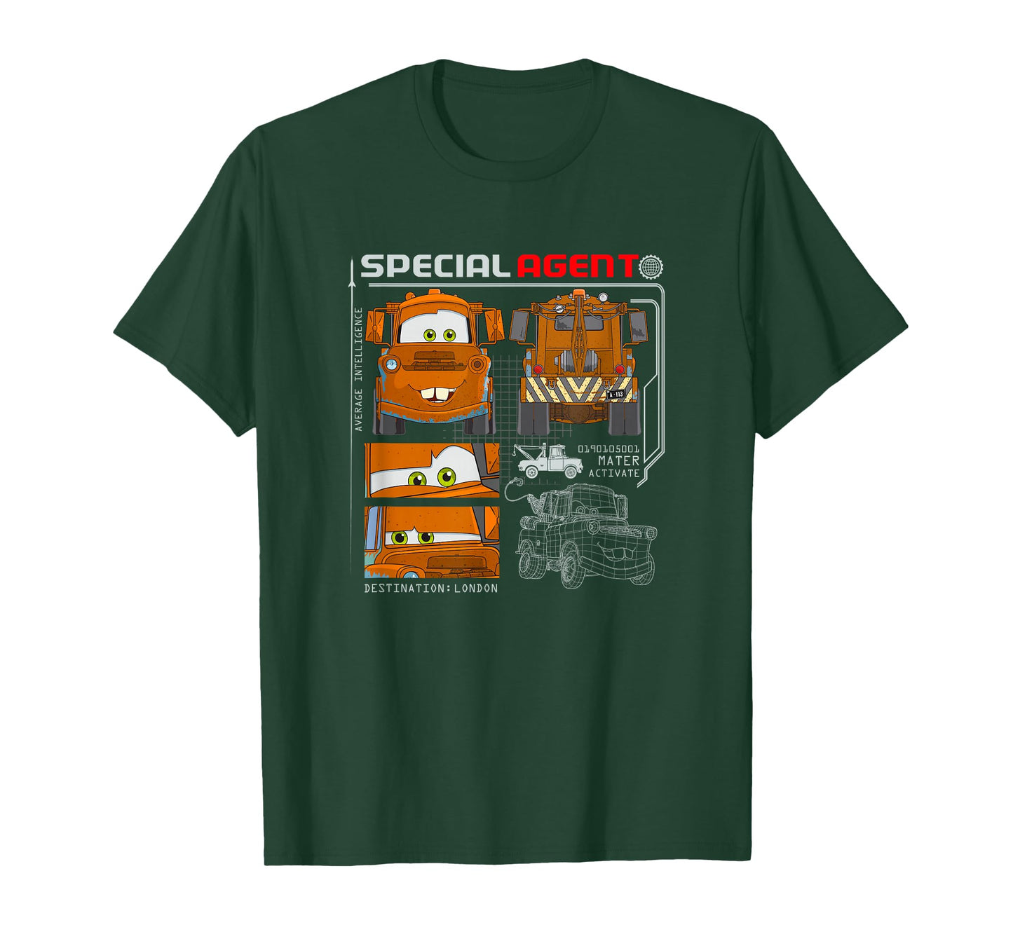 Disney Pixar Cars 2 Special Agent Tow Mater Specs Poster T-Shirt