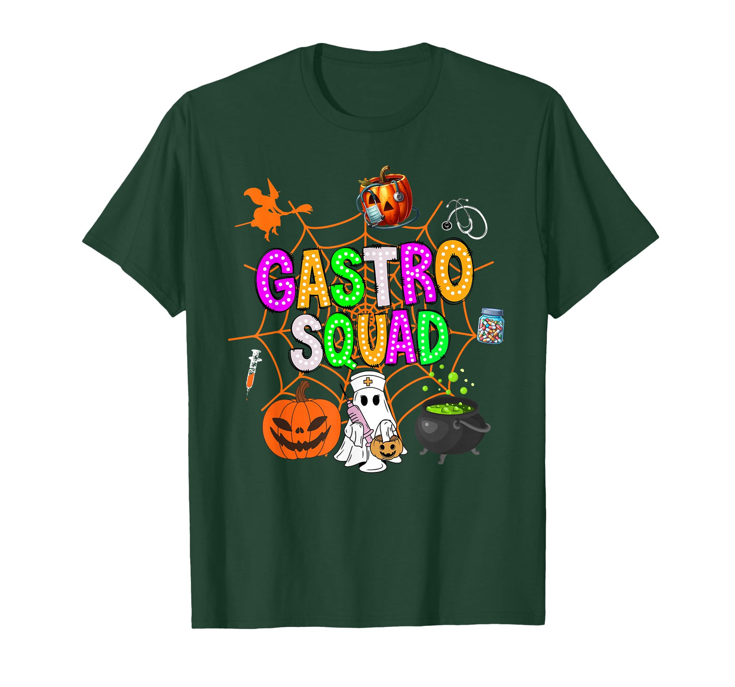 Retro Gastro Squad Ghost Spooky Halloween Endoscopy Nurse GI T-Shirt