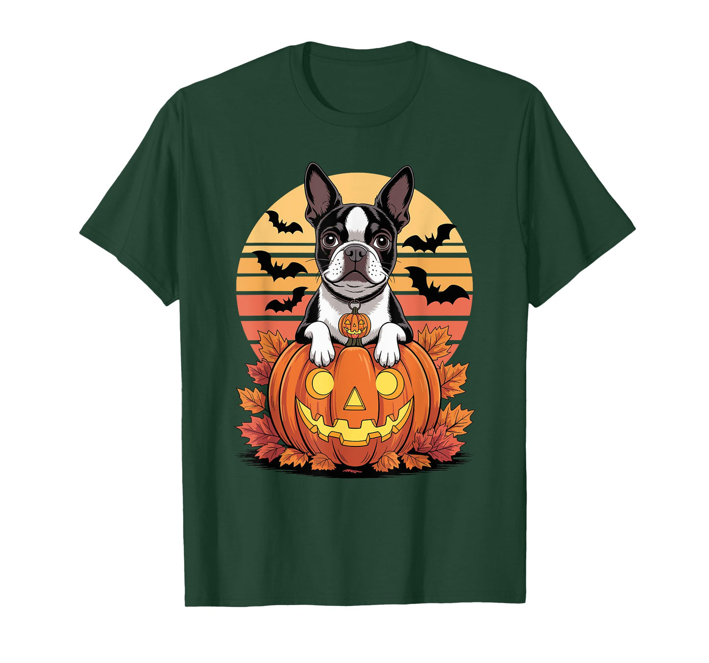 Halloween Retro Boston Terrier T-Shirt