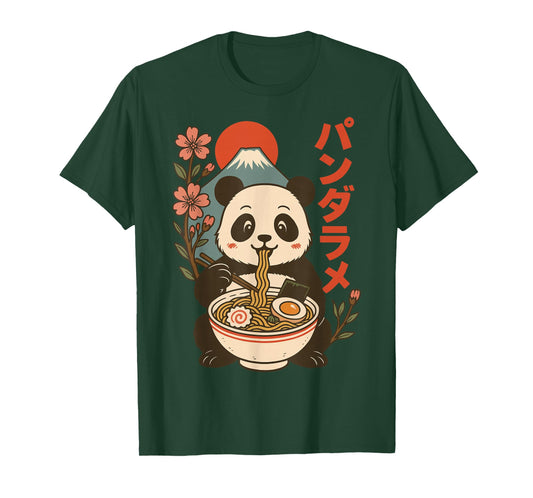 Anime Panda Eating Ramen Japanese Japan T-Shirt