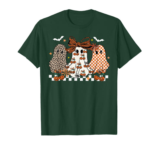 Halloween Ghost Coquette Bow Cherry Pumpkin Spooky Season T-Shirt
