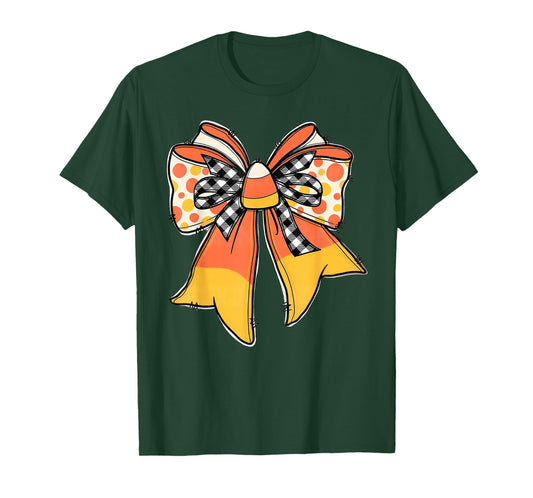 Coquette Bow Candy Corn Thanksgiving Costume Women Girl Kids T-Shirt