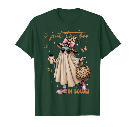 I Put The Boo in Boujee Halloween Cute Lady Ghost Girl Women T-Shirt