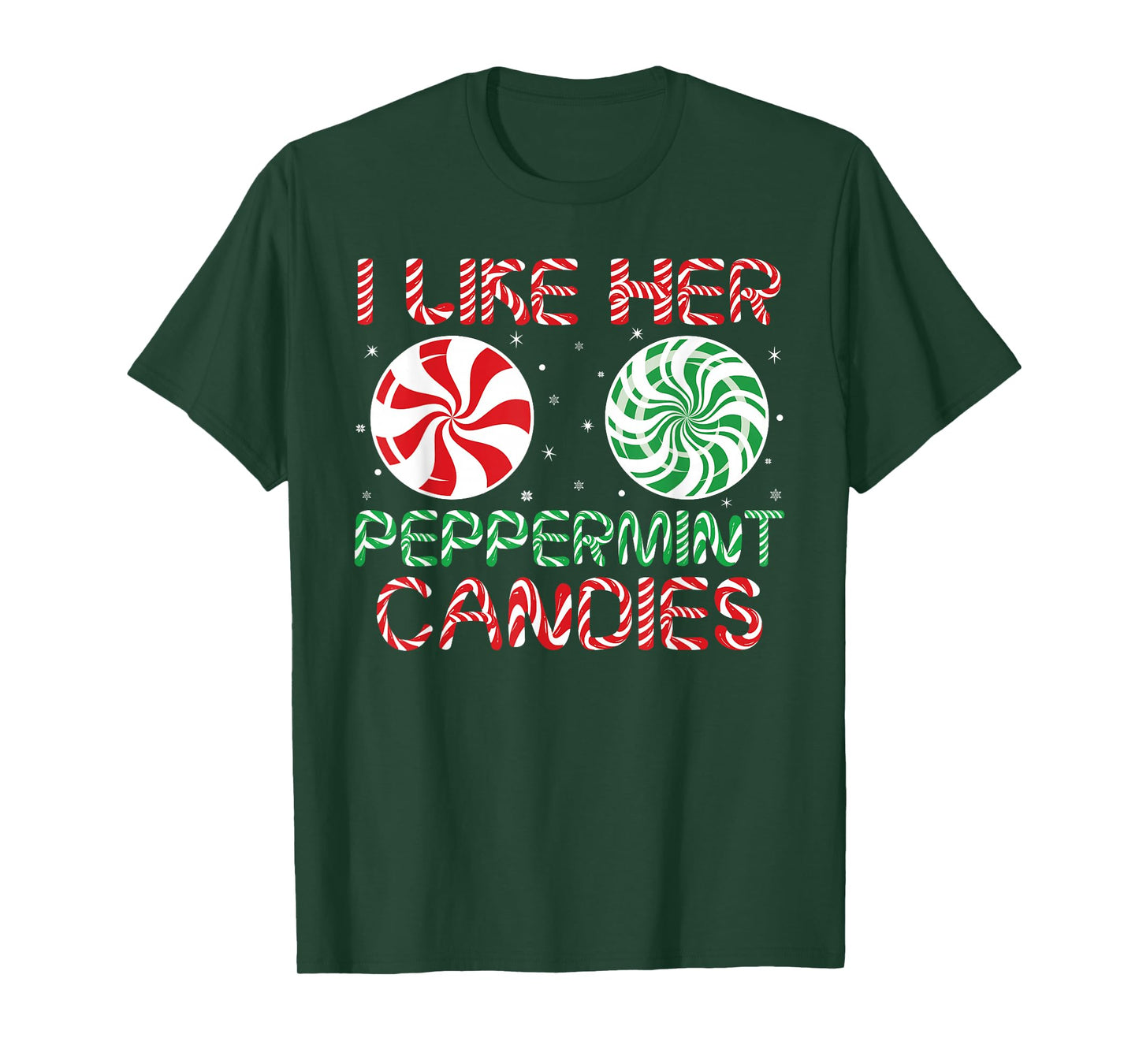 I Like Her Peppermint Candies Matching Christmas Couples T-Shirt