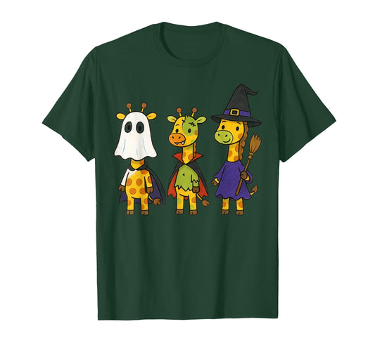 Giraffe Spooky Witch Boo Zombie Cute Halloween Boys Girls T-Shirt
