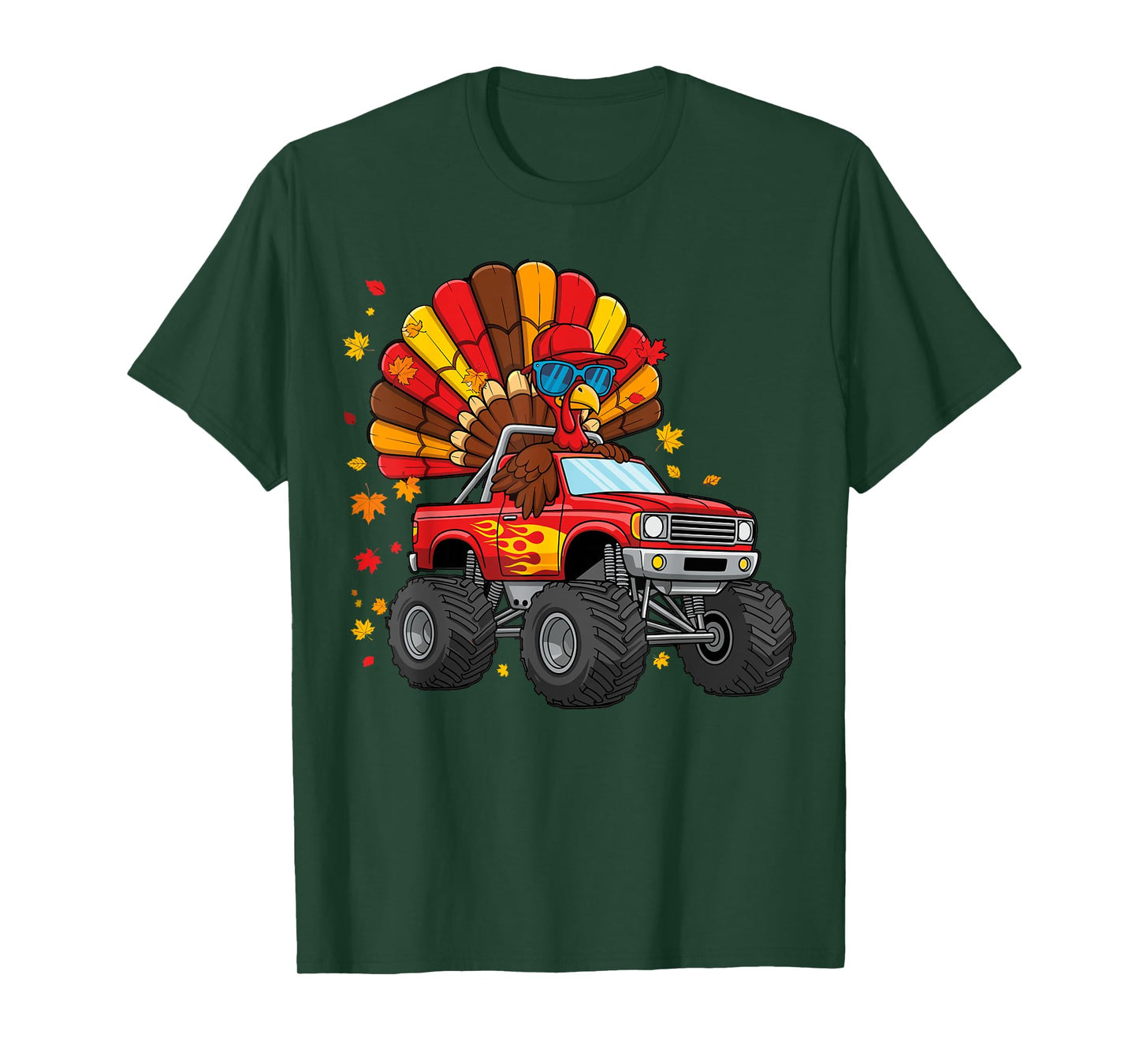 Funny Turkey Monster Truck Boys Thanksgiving T-Shirt