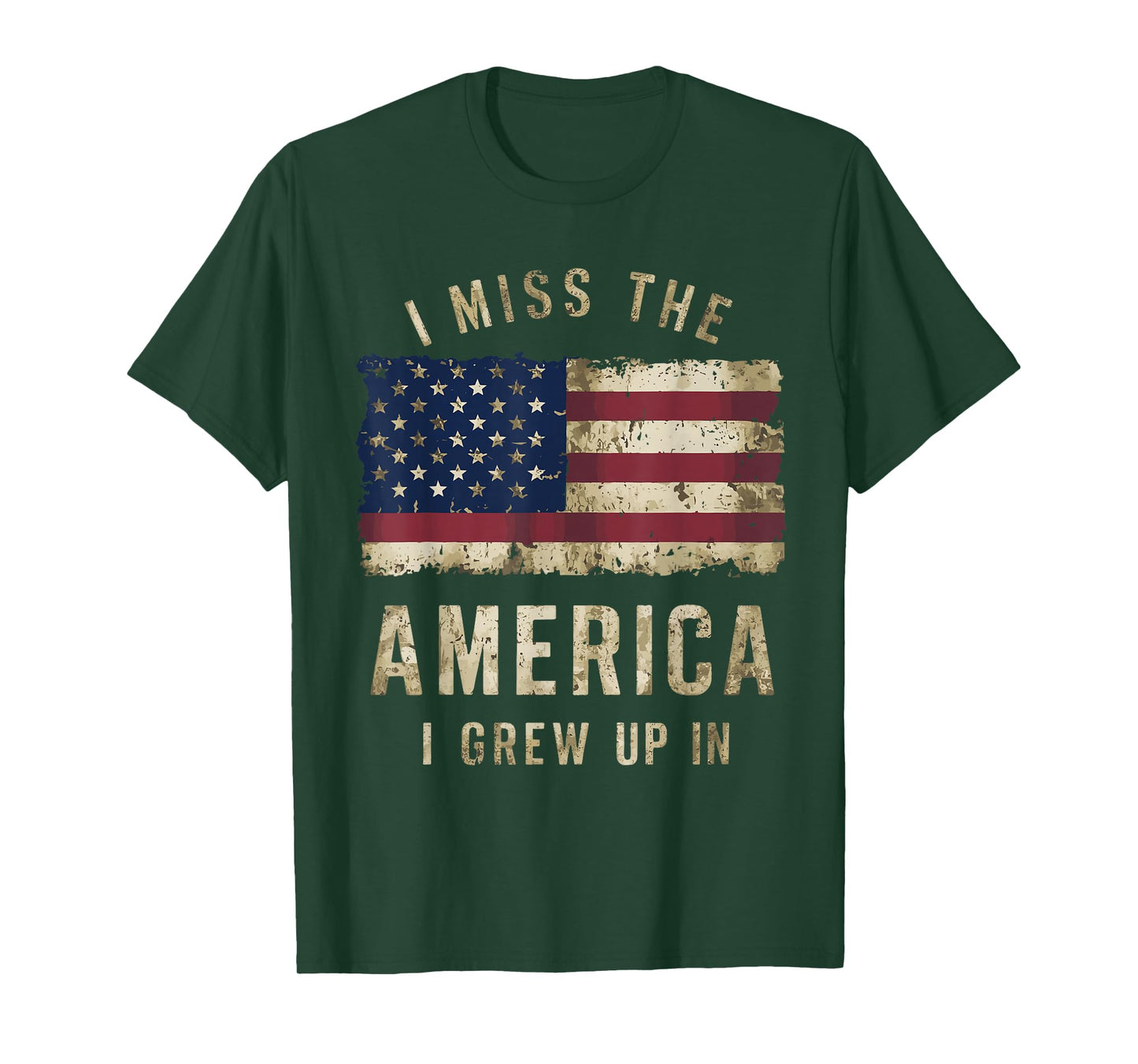 I Miss The America I Grew Up In Vintage American Flag Retro T-Shirt