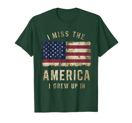 I Miss The America I Grew Up In Vintage American Flag Retro T-Shirt