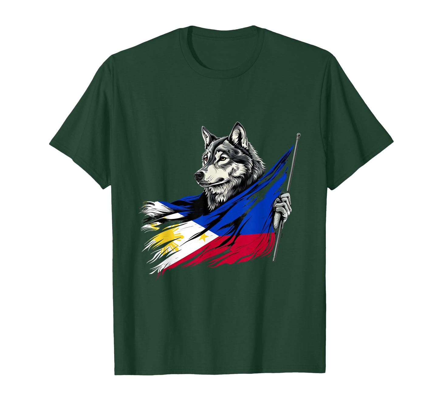 Philippines Flag Wolf Pilipinas Pride Filipino Roots Pinoy T-Shirt