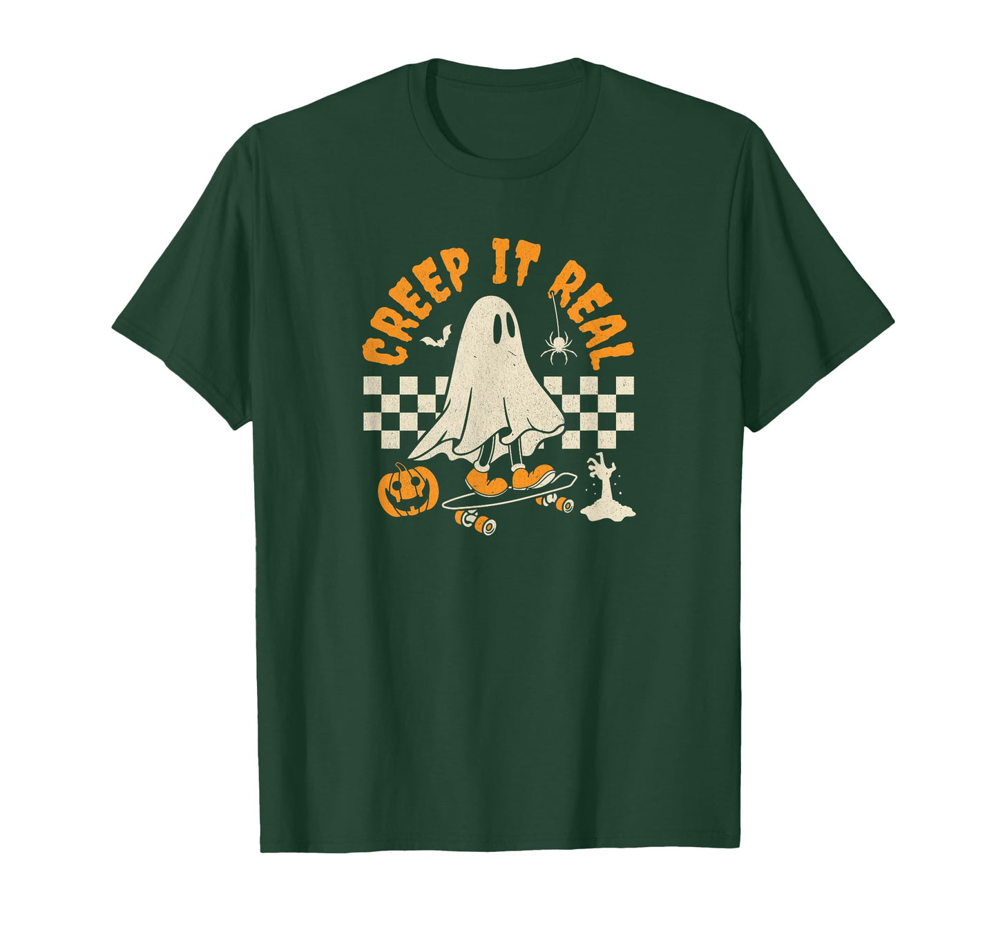 Halloween Creep it real ghost skateboard for women kids T-Shirt